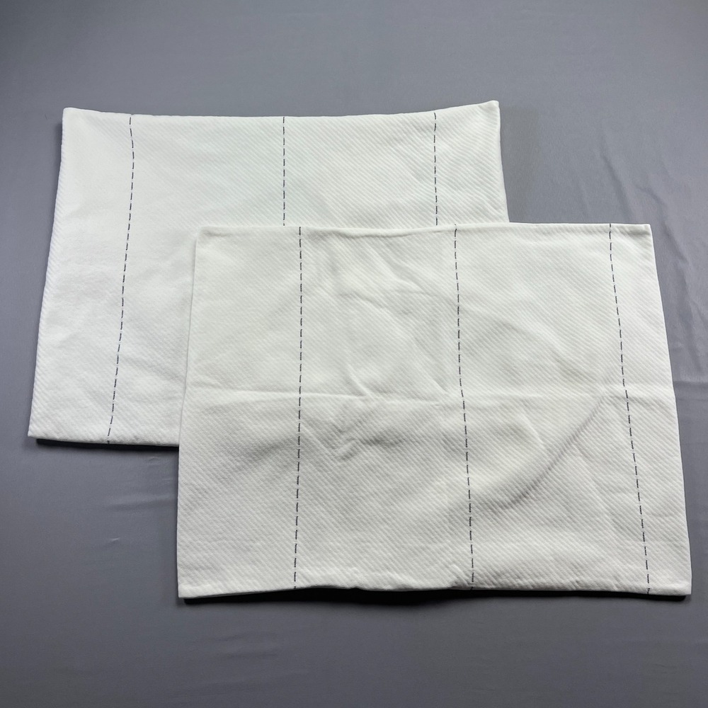 Set Of 2 CB2 Standard Pillow Shams Cover Picco White 100% Cotton (20" X 26")